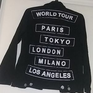 Black/ White Logo  Denim Jacket